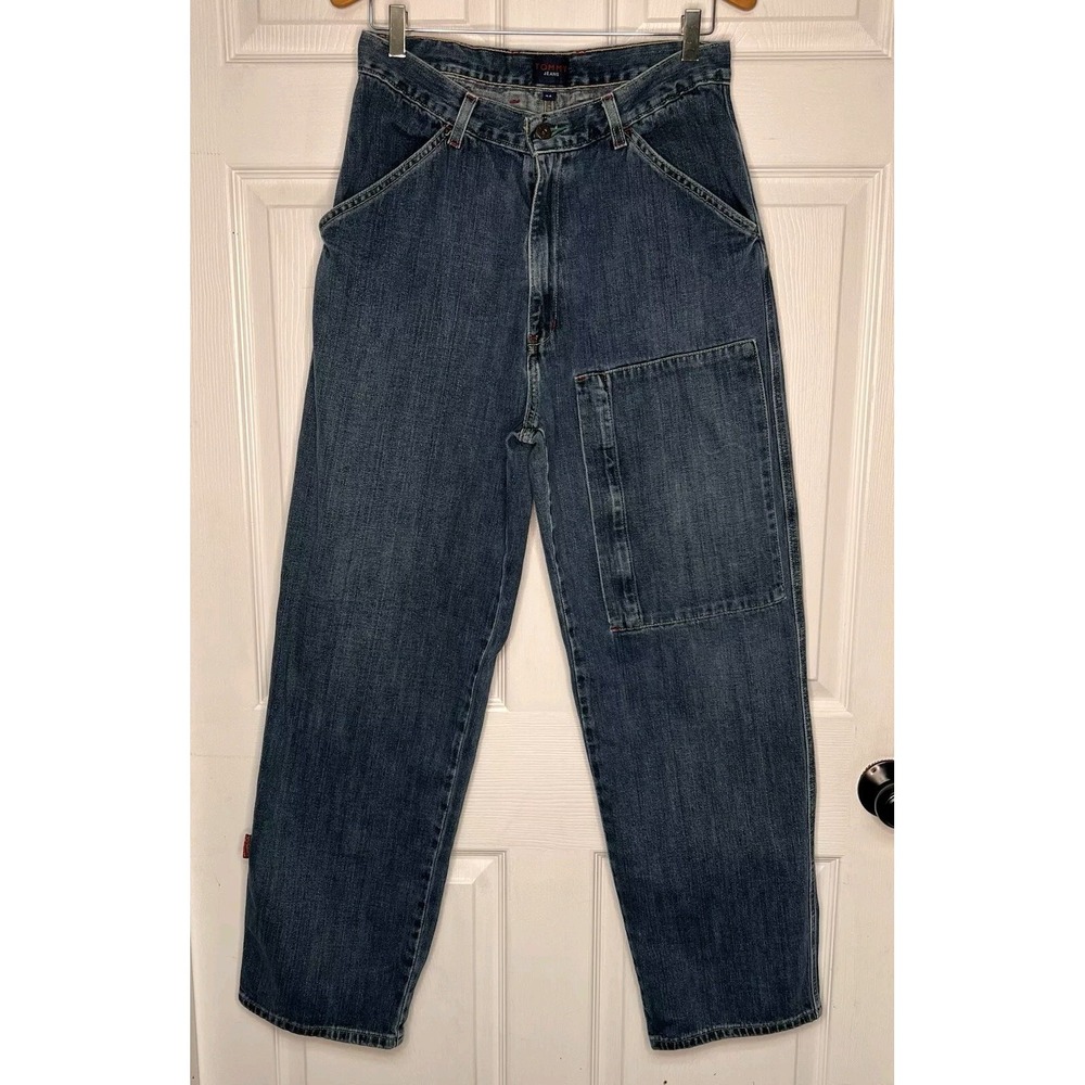 Tommy Hilfiger Size 34 Rare Vintage Baggy Denim Blue Medium Wash Zipper Pocket